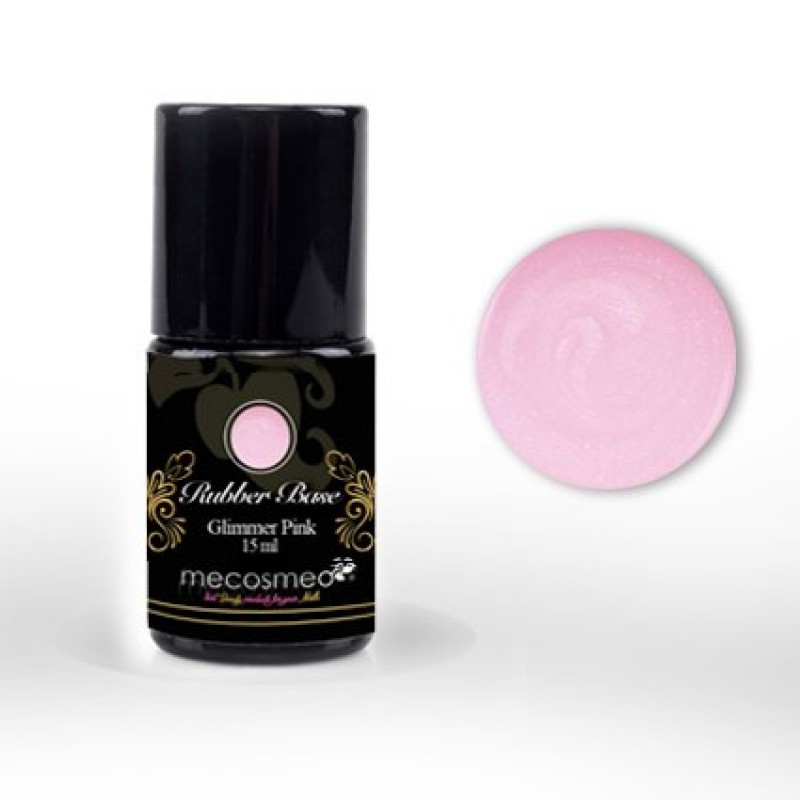 Mecosmeo Ενισχυμένη Βάση Για Ημιμόνιμο Rubber Base Glimmer Pink ,15ml
