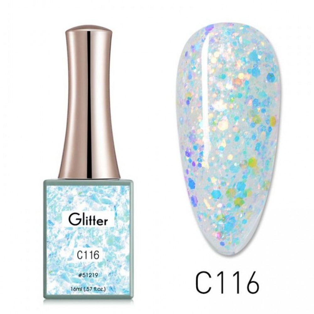 Canni Ημιμόνιμο Βερνίκι Νυχιών Glitter C116 ,16ml
