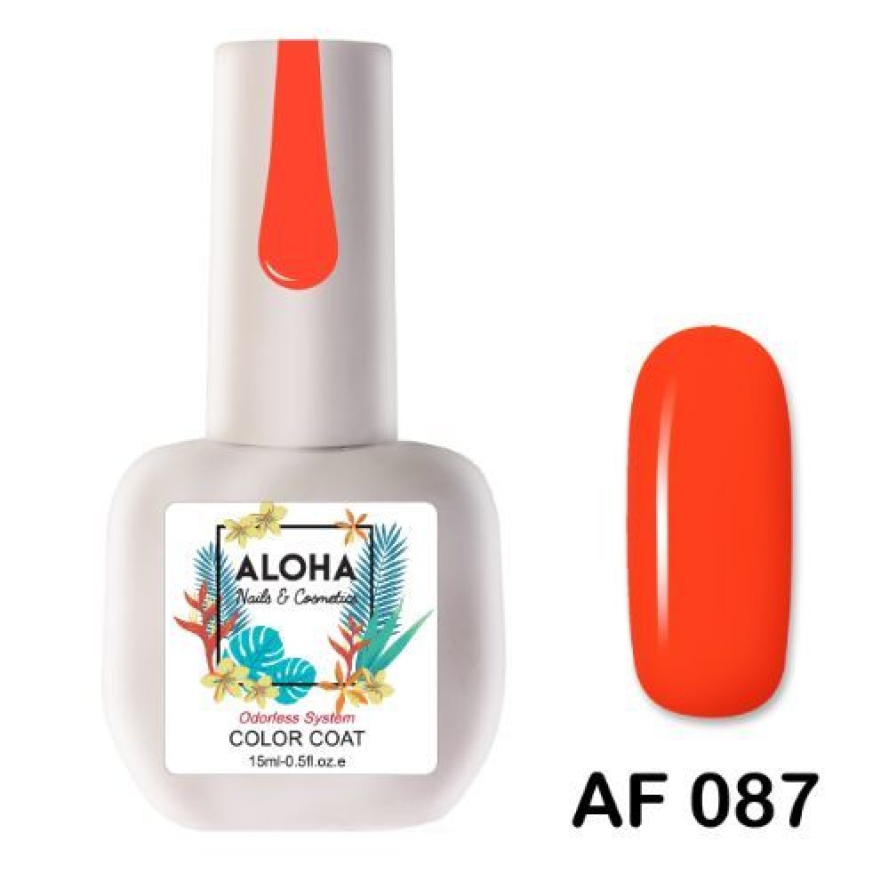 Aloha Ημιμόνιμο Βερνίκι Νυχιών Af 087 Neon Orange Red ,15ml