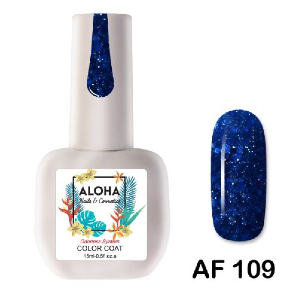 Aloha Ημιμόνιμο Βερνίκι Νυχιών Af109 Blue Glitter With Electric Blue Payettes ,15ml   K