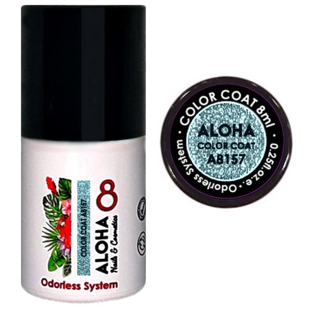 Aloha Ημιμόνιμο Βερνίκι Color Coat A8157 Light Blue Metallic Glitter 8ml