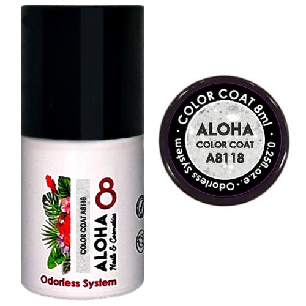 Aloha Ημιμόνιμο Βερνίκι Color Coat A8118 Silver Glitter payette Transparent 8ml