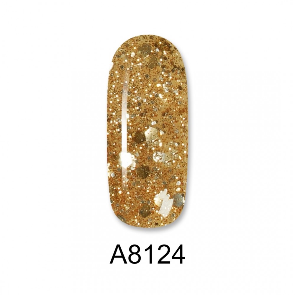 Aloha Ημιμόνιμο Βερνίκι Color Coat A8124 Gold Glitter with Gold payettes 8ml