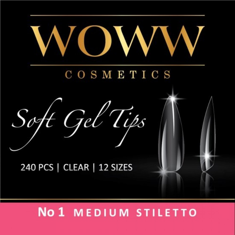 Woww Soft Gel Tips No1 Medium Stiletto 240 τμχ Woww Soft Gel Tips No1 Medium Stiletto 240 τμχ
