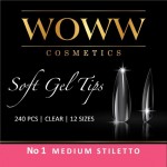 Woww Soft Gel Tips No1 Medium Stiletto 240 τμχ Woww Soft Gel Tips No1 Medium Stiletto 240 τμχ