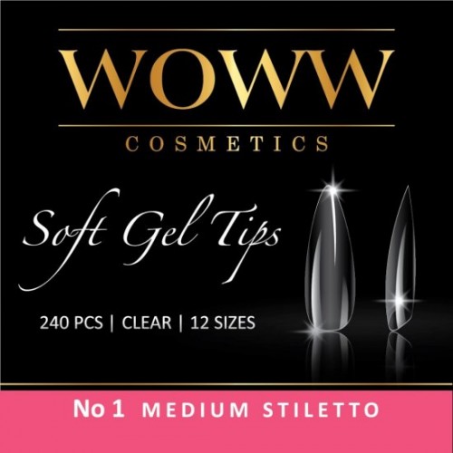 Woww Soft Gel Tips No1 Medium Stiletto 240 τμχ