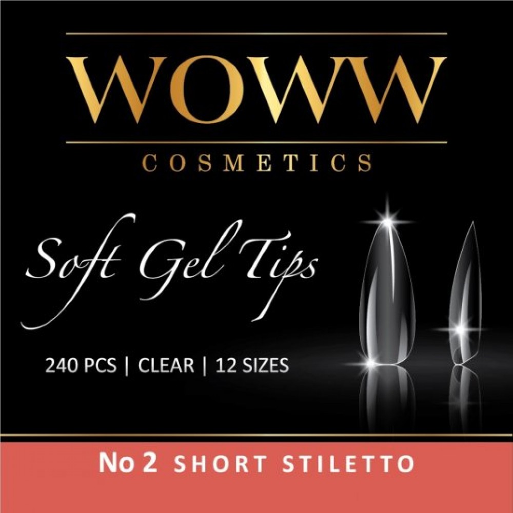 Woww Soft Gel Tips No2 Short Stiletto 240 τμχ