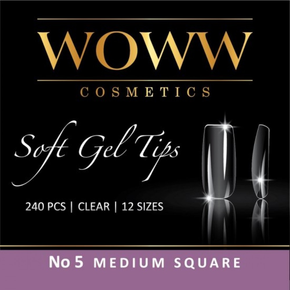 Woww Soft Gel Tips No5 Medium Square 240 τμχ