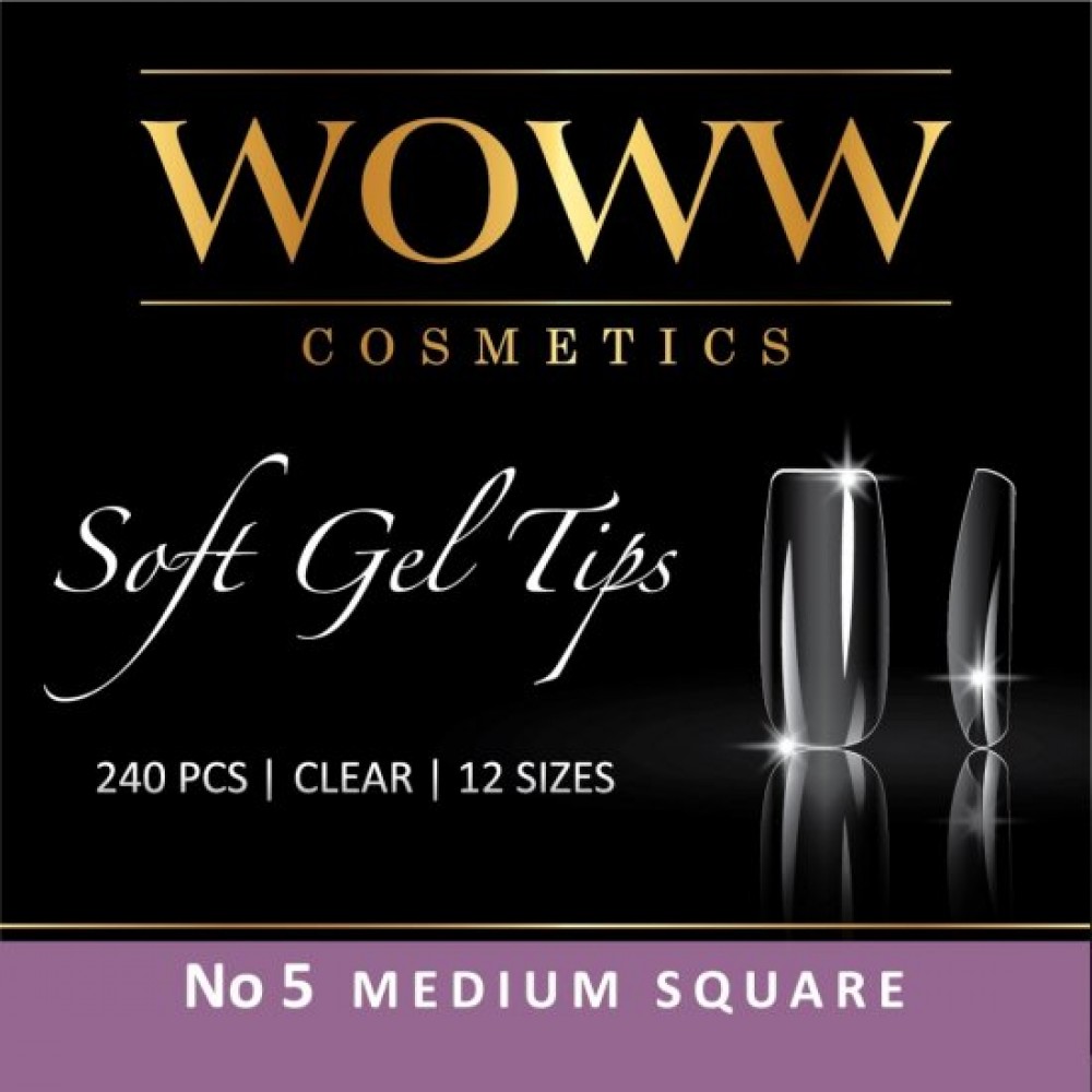 Woww Soft Gel Tips No5 Medium Square 240 τμχ Woww Soft Gel Tips No5 Medium Square 240 τμχ