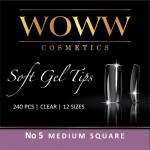 Woww Soft Gel Tips No5 Medium Square 240 τμχ Woww Soft Gel Tips No5 Medium Square 240 τμχ