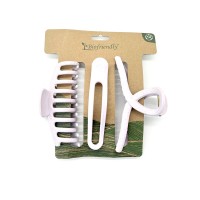 Biofriendly Κλάμερ Μαλλιών (Σετ 3τμχ) Wheat Straw+PP Purple