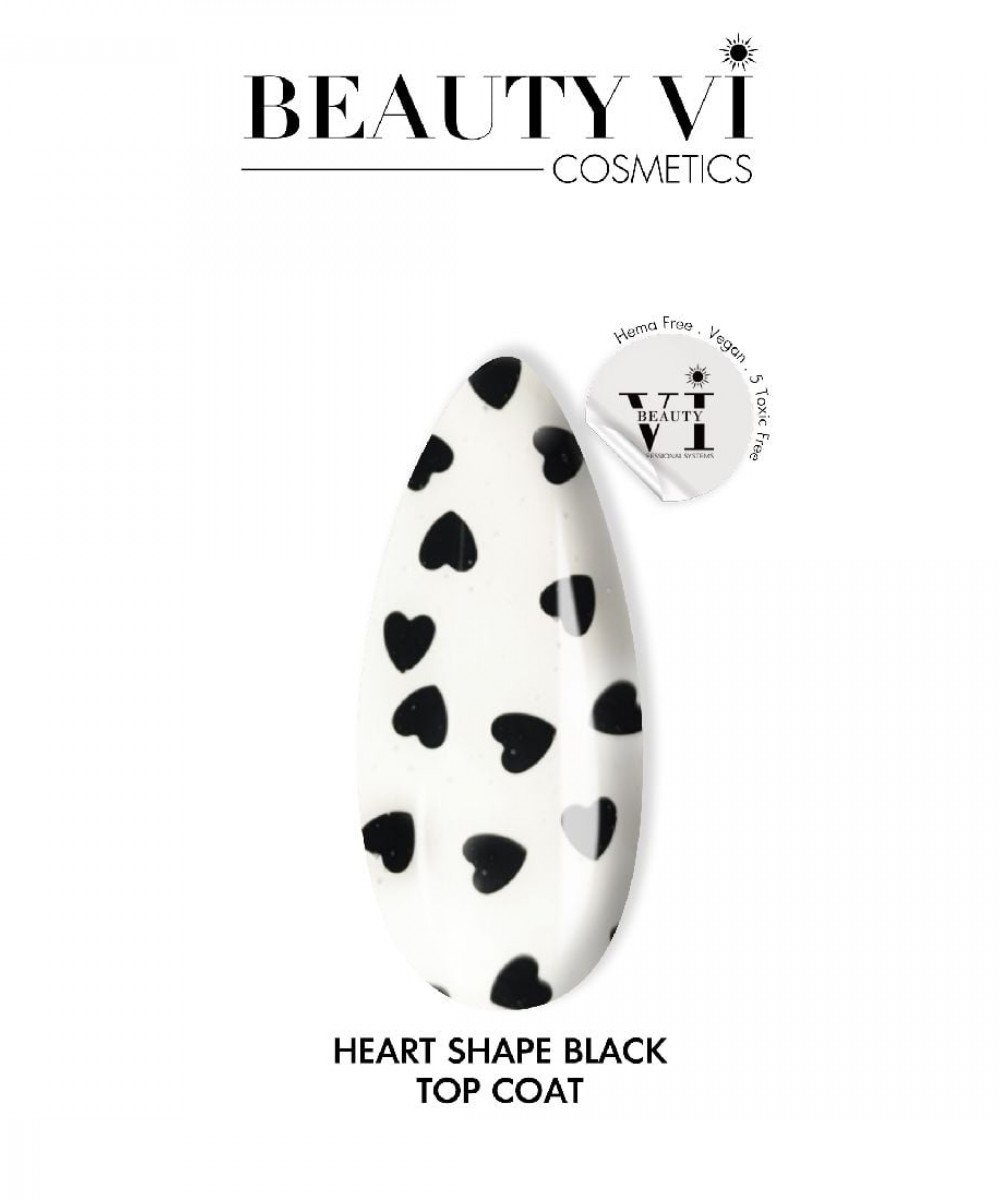 Beauty Vi Heart Shape Top Coat Black 15ml