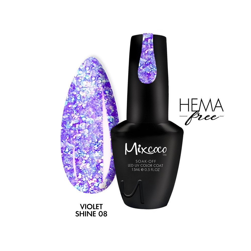Mixcoco Ημιμόνιμο Βερνίκι Νυχιών Violet Shine Gel 08 15ml