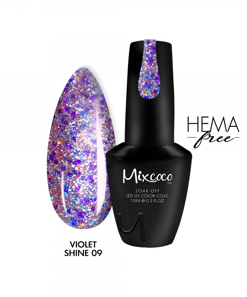Mixcoco Ημιμόνιμο Βερνίκι Νυχιών Violet shine Gel 09 15ml Hema Free