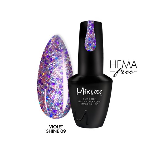 Mixcoco Ημιμόνιμο Βερνίκι Νυχιών Violet shine Gel 09 15ml Hema Free