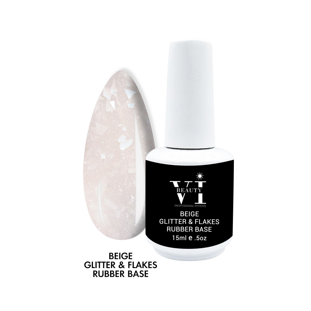 Mixcoco Rubber Base Beige Glitter & Flakes 15ml Mixcoco Rubber Base Beige Glitter & Flakes 15ml