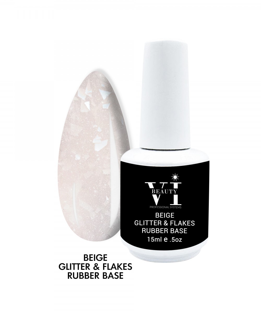 Mixcoco Rubber Base Beige Glitter & Flakes 15ml