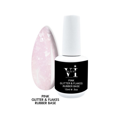 Mixcoco Rubber Base Pink Glitter & Flakes 15ml